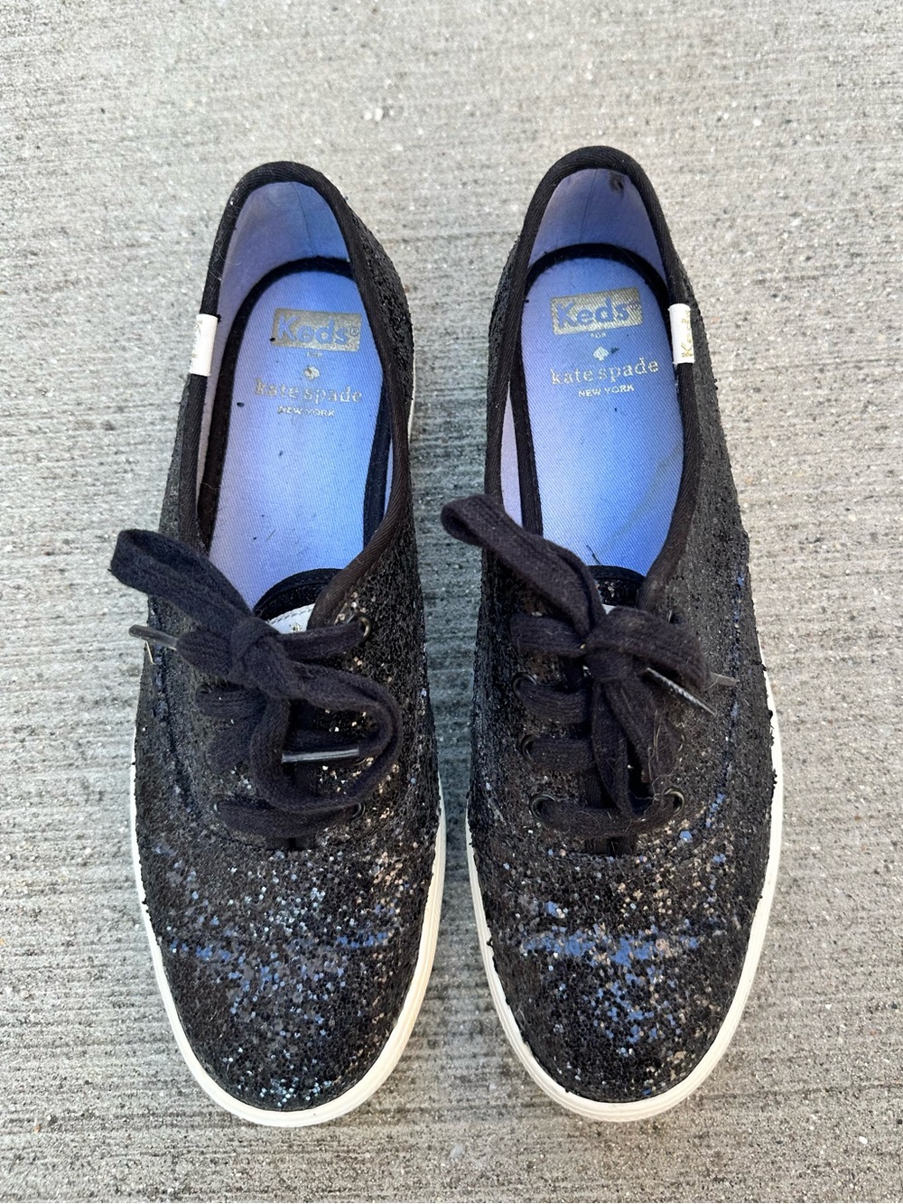 kate spade Black Sequin Lace-Up Sneakers